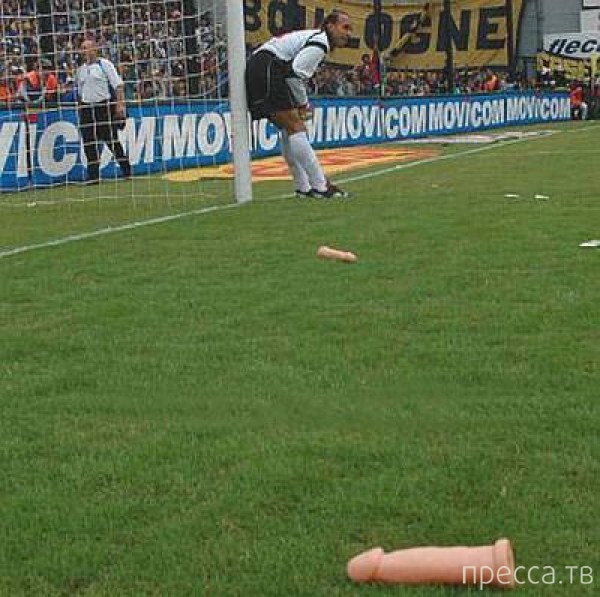 Что фанаты бросают на футбольное поле (8 фото) Что фанаты бросают на футбольное поле (8 фото)