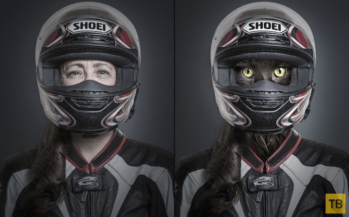 Креативные фото кошек и их хозяев от швейцарского фотографа Себастьяна Манани (14 фото)