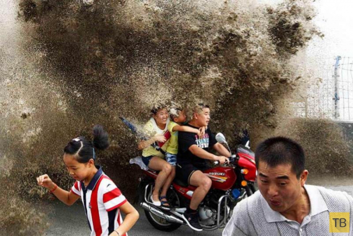 Огромная приливная волна в Ханчжоу, Китай (21 фото)