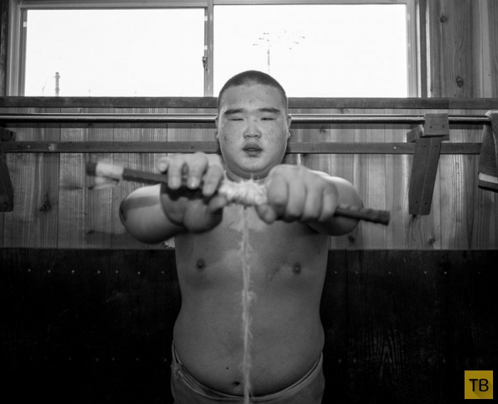 Как живут и тренируются молодые борцы в одной из школ сумо в Японии (19 фото)
