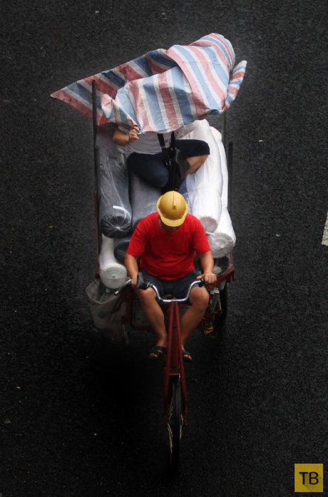 Трехколесные велосипеды и мопеды - основной вид транспорта в китайских торговых районах (12 фото)